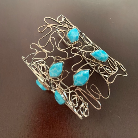 Vintage Jewelry - Vintage Esperenza Larimar and Sterling Bracelet